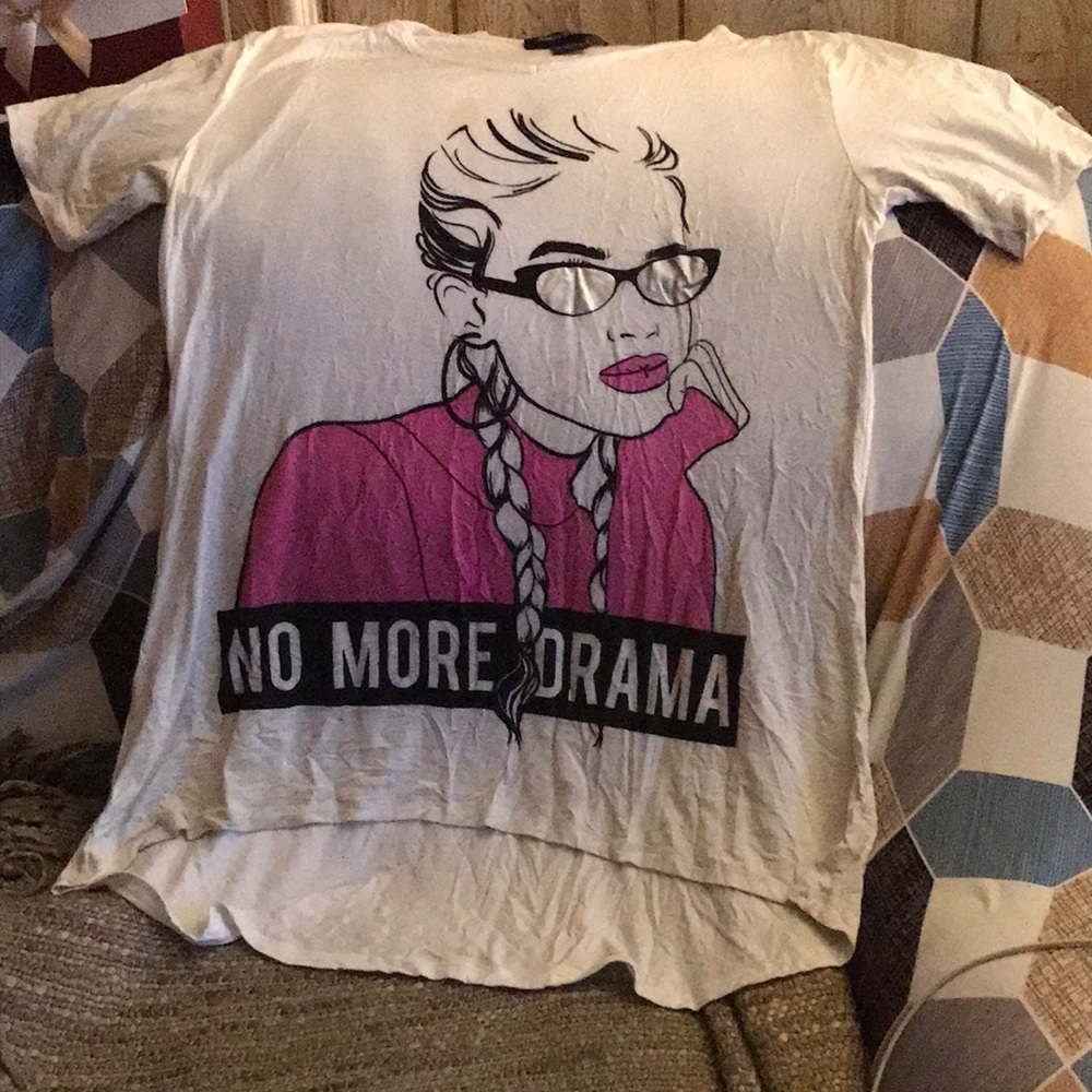 Ashley Stewart White Tee with Pink Graphic